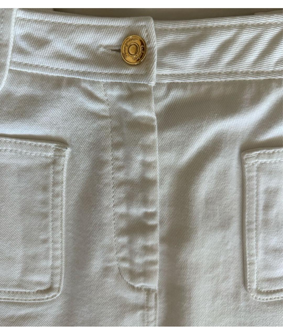 SALVATORE FERRAGAMO Белая хлопко-эластановая юбка мини, фото 4