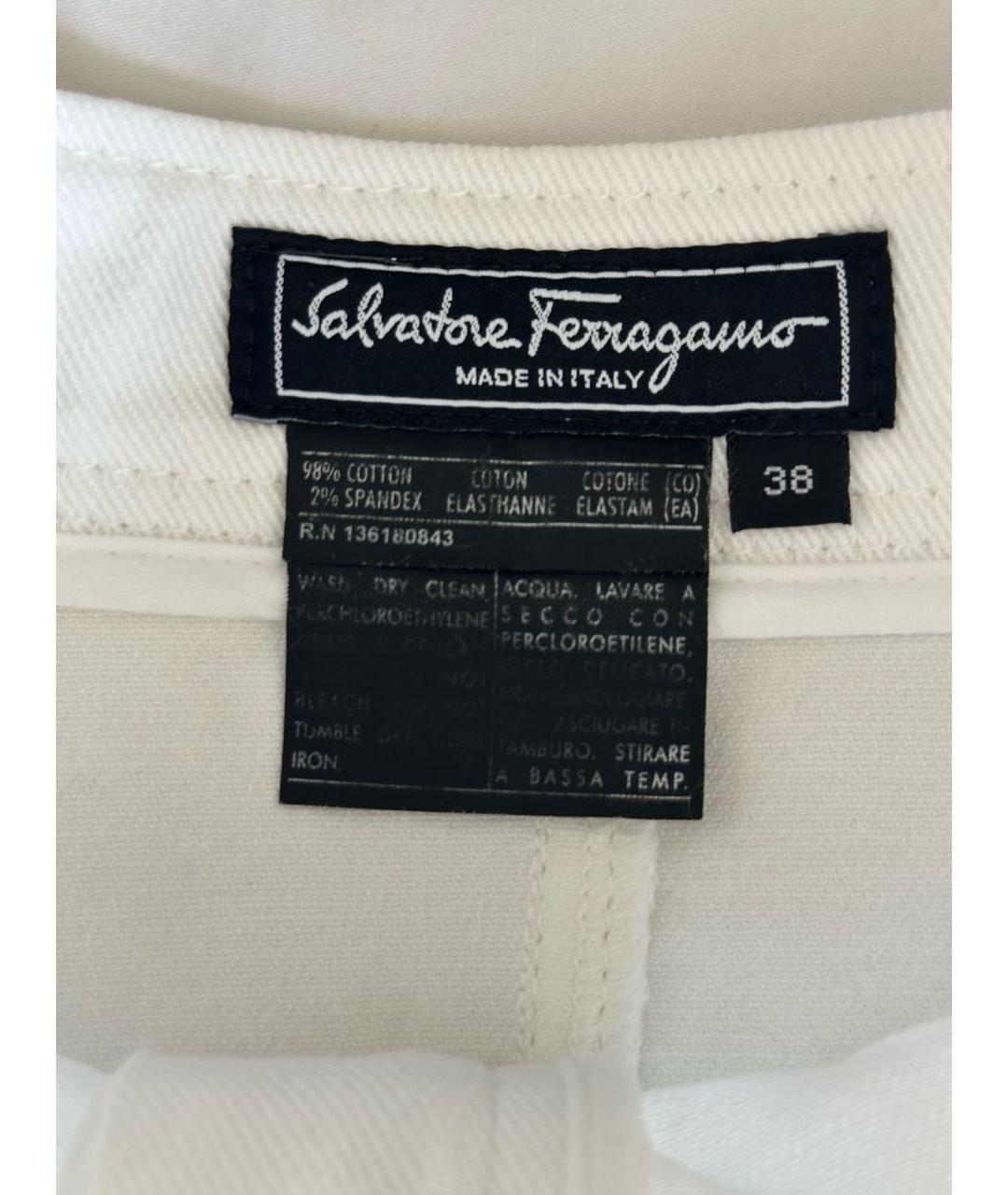 SALVATORE FERRAGAMO Белая хлопко-эластановая юбка мини, фото 5