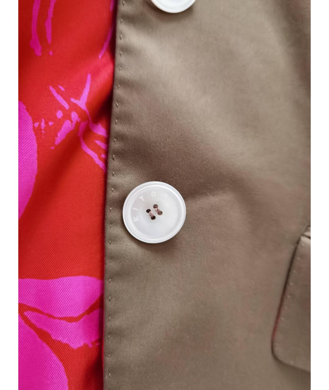 KITON Коричневый шелковый жакет/пиджак, фото 7