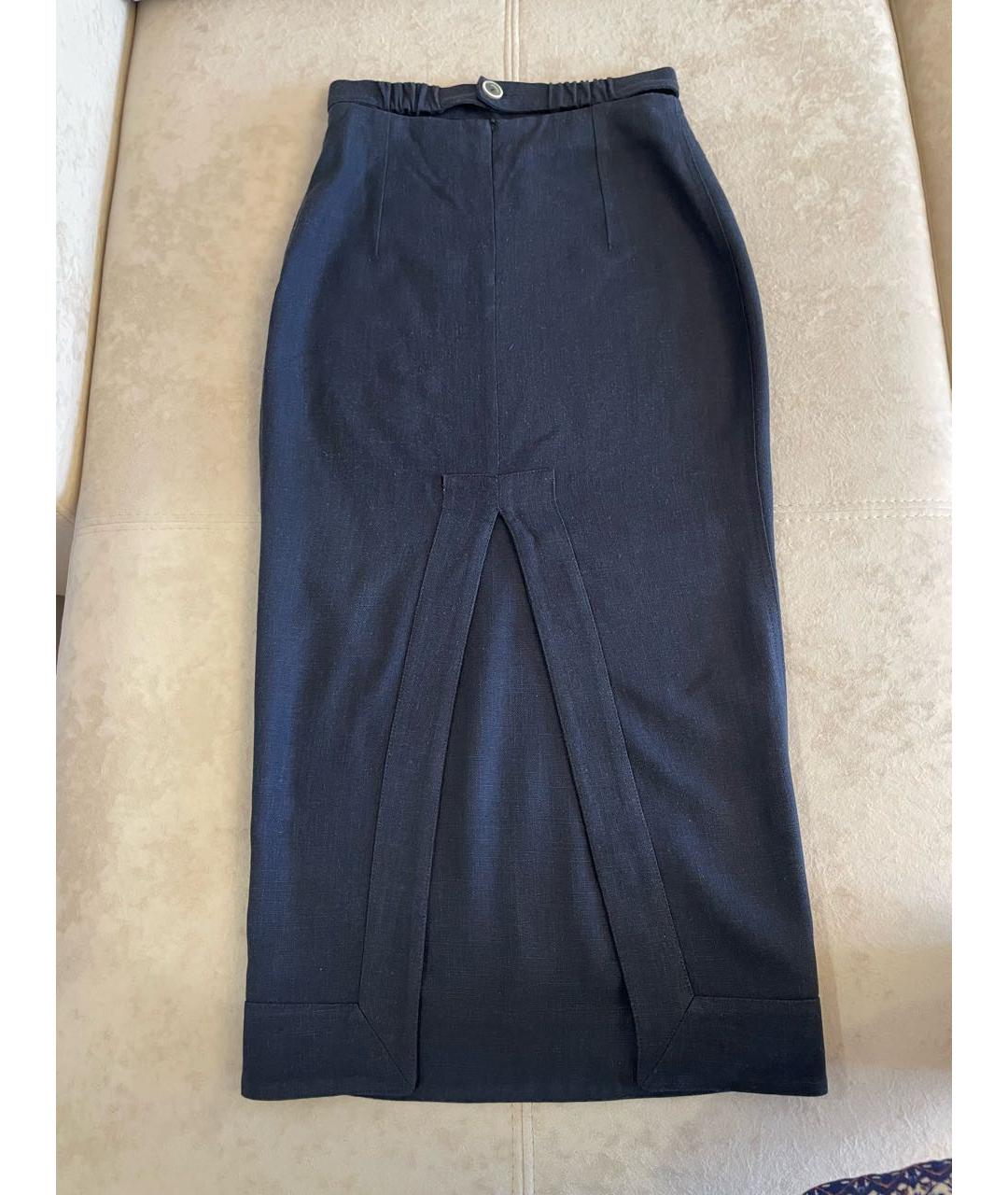JACQUEMUS Темно-синяя льняная юбка миди, фото 2