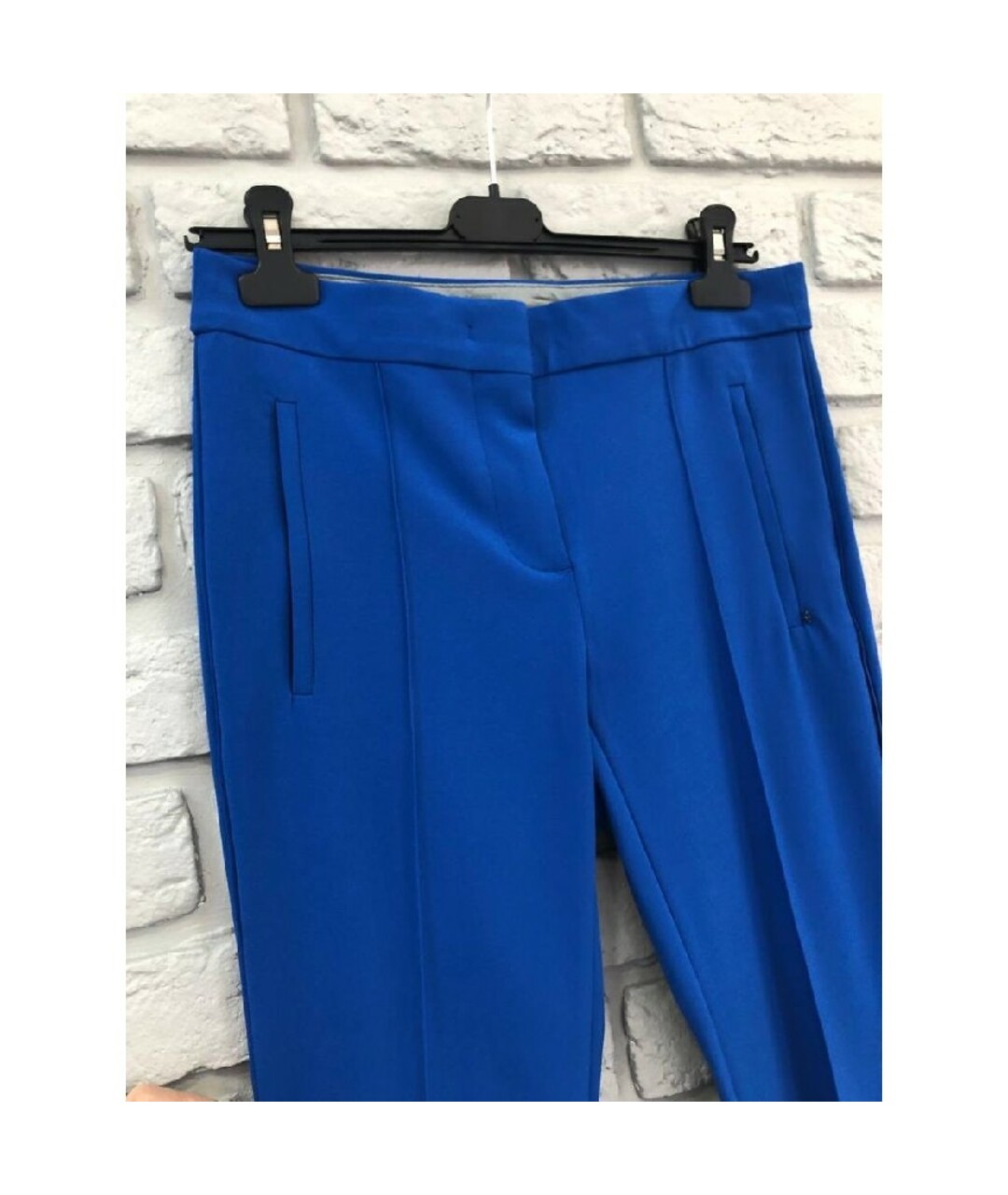 SPORTMAX Синие вискозные прямые брюки, фото 3