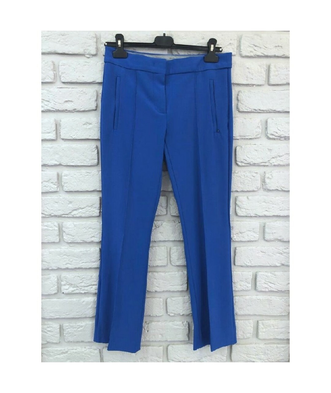 SPORTMAX Синие вискозные прямые брюки, фото 7