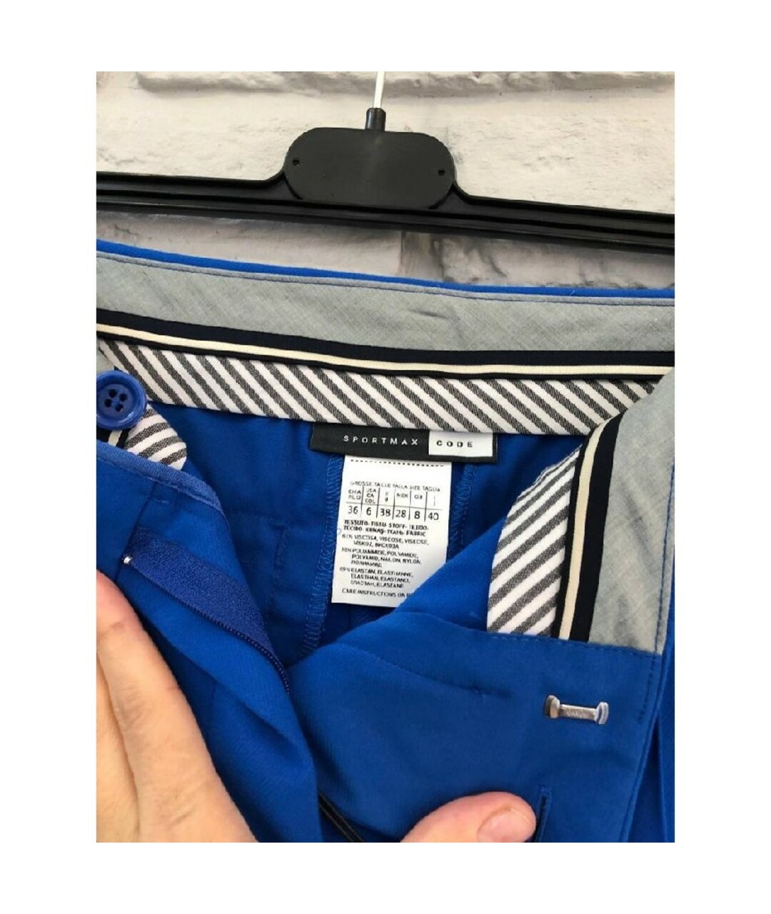 SPORTMAX Синие вискозные прямые брюки, фото 6