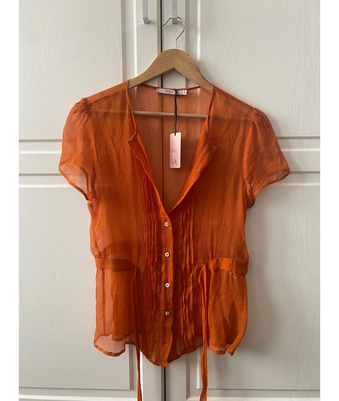 RED VALENTINO Оранжевая шелковая блузы, фото 6
