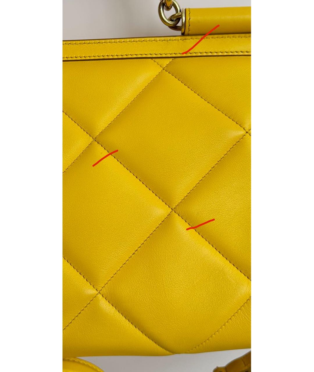 DOLCE&GABBANA Желтая кожаная сумка с короткими ручками, фото 8