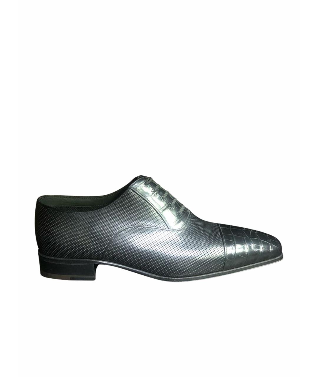 STEFANO RICCI Черные кожаные туфли, фото 1
