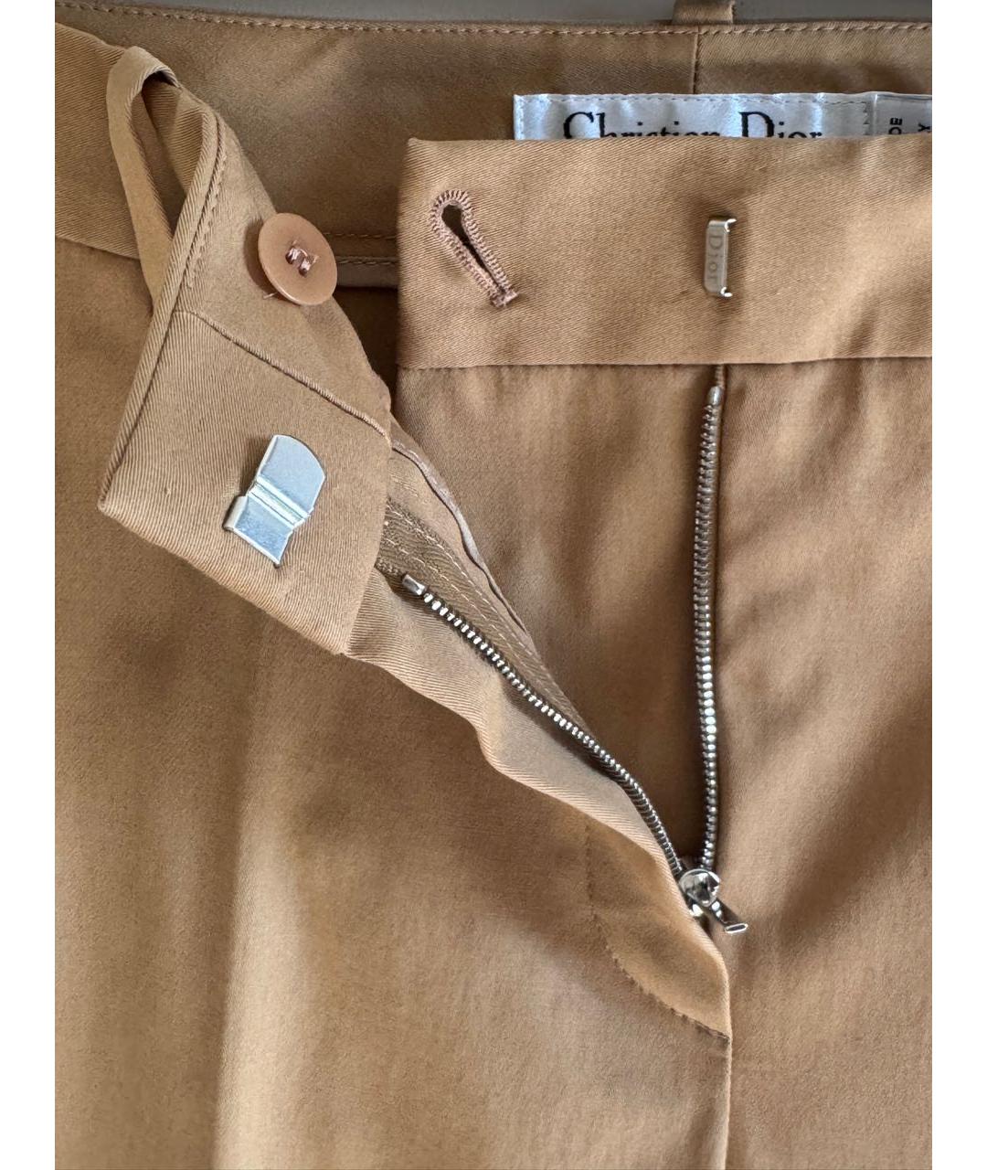 CHRISTIAN DIOR Горчичные хлопковые прямые брюки, фото 4