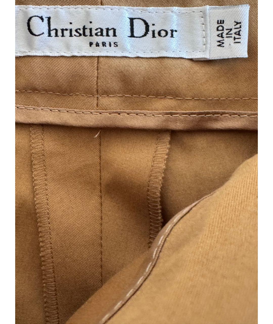 CHRISTIAN DIOR Горчичные хлопковые прямые брюки, фото 5