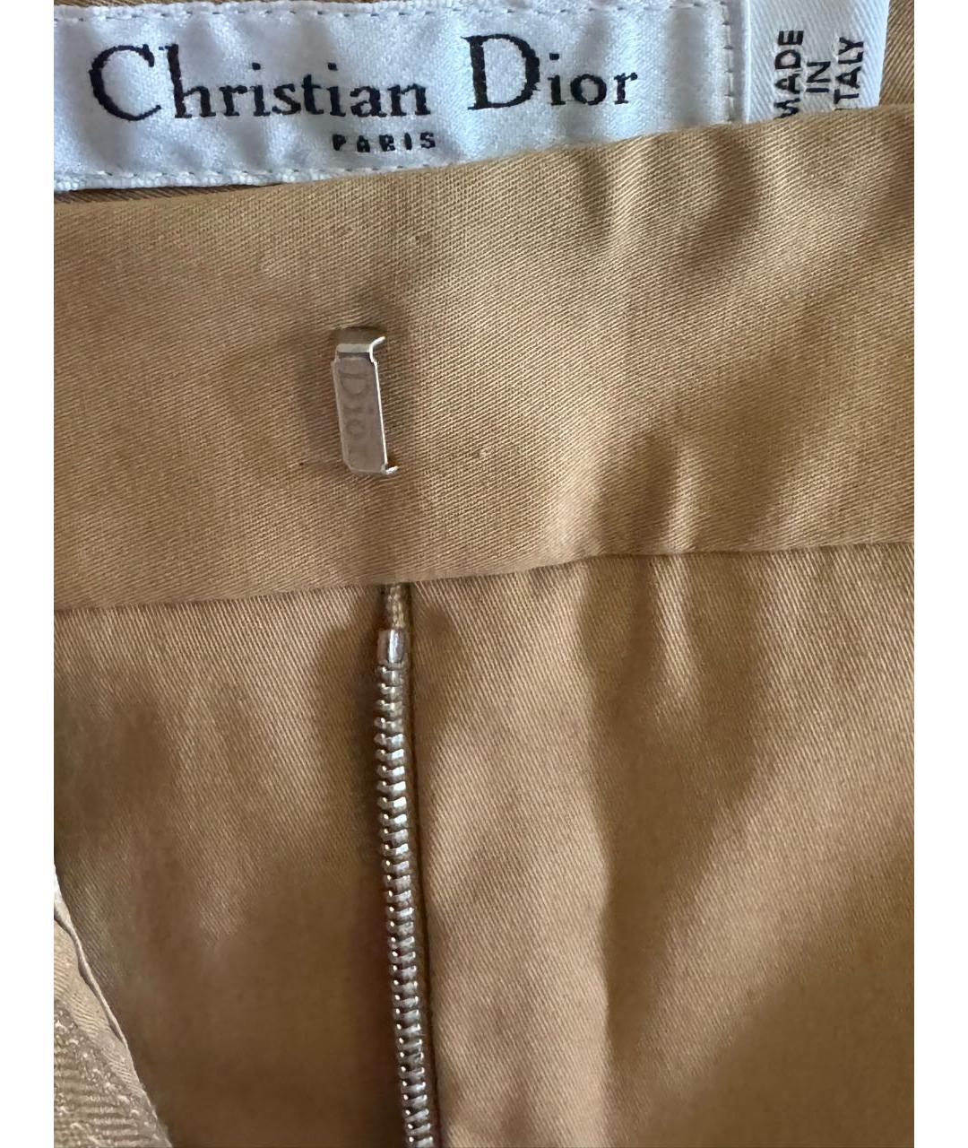 CHRISTIAN DIOR Горчичные хлопковые прямые брюки, фото 7