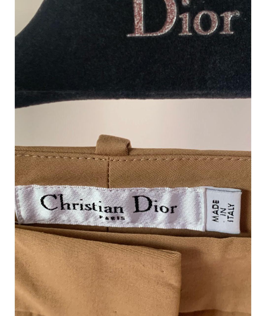 CHRISTIAN DIOR PRE-OWNED Горчичные хлопковые прямые брюки, фото 4