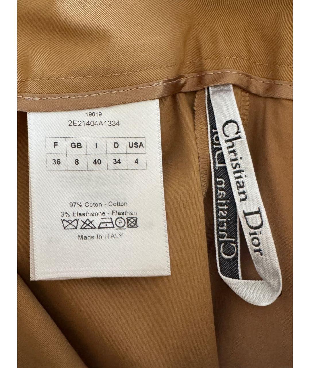 CHRISTIAN DIOR Горчичные хлопковые прямые брюки, фото 7