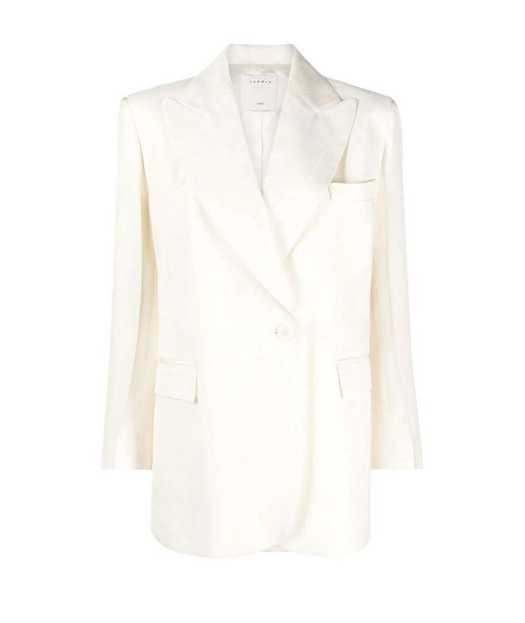 SANDRO Белый вискозный жакет/пиджак, фото 1