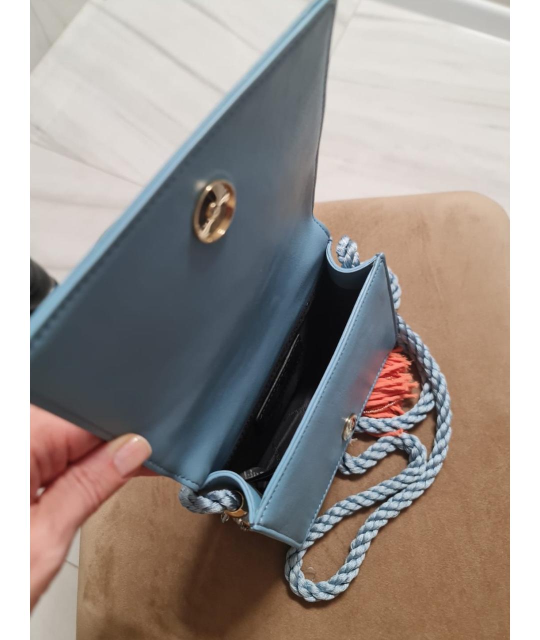 ELISABETTA FRANCHI Голубая сумка через плечо из искусственной кожи, фото 4