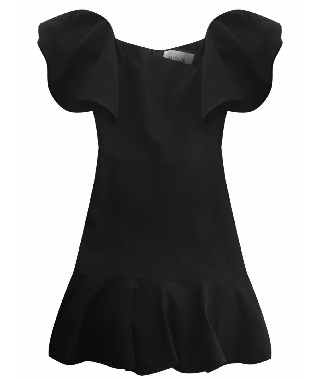 VALENTINO Черное шерстяное коктейльное платье, фото 1