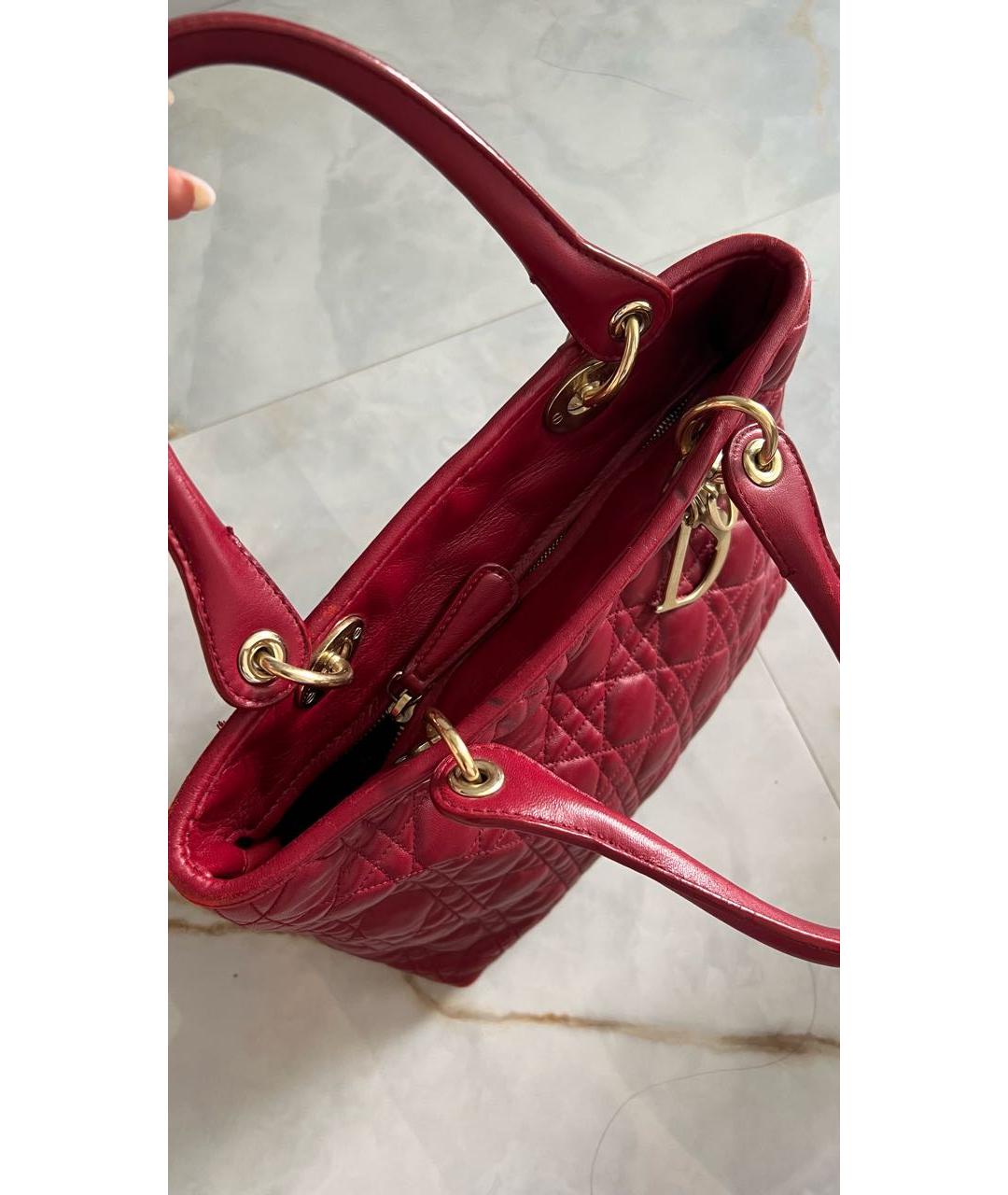 CHRISTIAN DIOR PRE-OWNED Красная кожаная сумка с короткими ручками, фото 6
