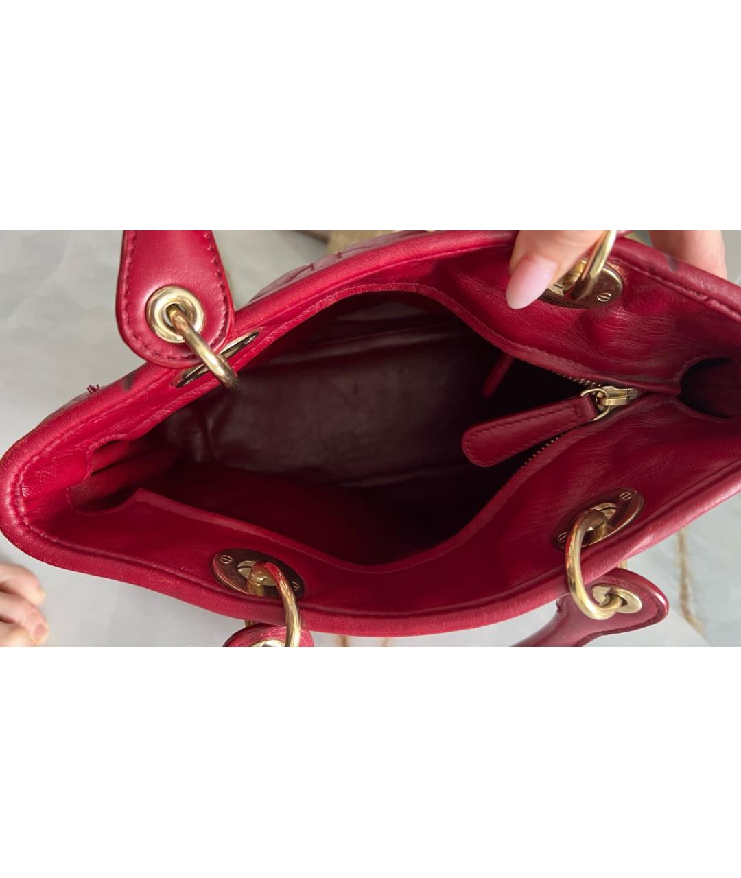 CHRISTIAN DIOR PRE-OWNED Красная кожаная сумка с короткими ручками, фото 4