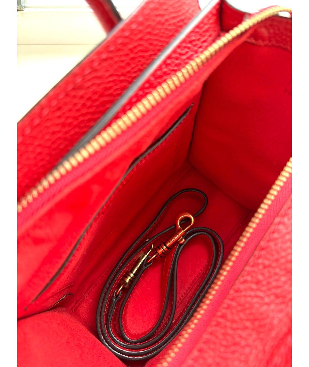 CELINE PRE-OWNED Красная кожаная сумка через плечо, фото 4