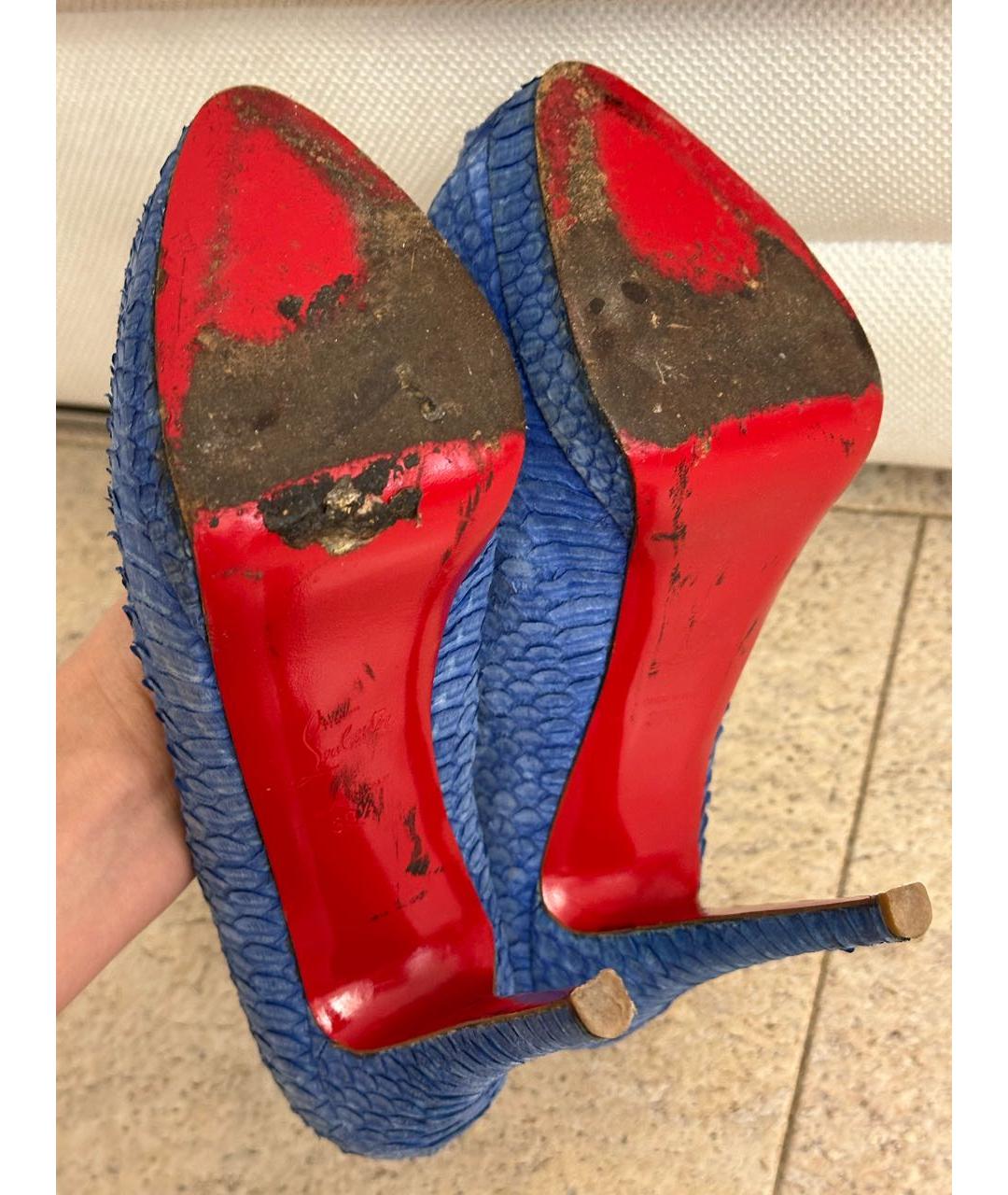 CHRISTIAN LOUBOUTIN Синие туфли из экзотической кожи, фото 7