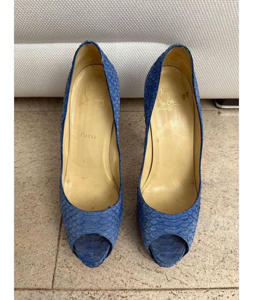 CHRISTIAN LOUBOUTIN Синие туфли из экзотической кожи, фото 3