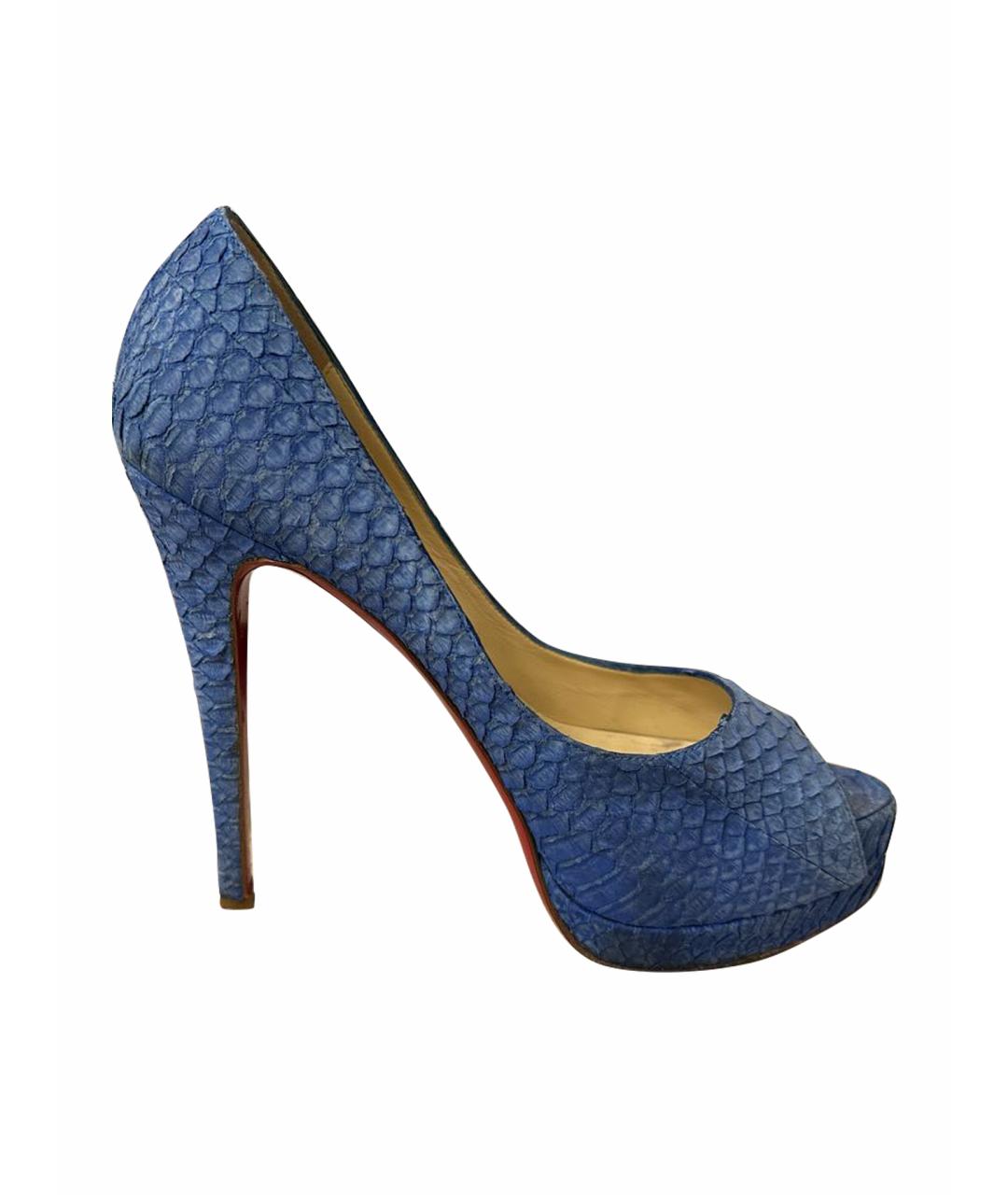 CHRISTIAN LOUBOUTIN Синие туфли из экзотической кожи, фото 1