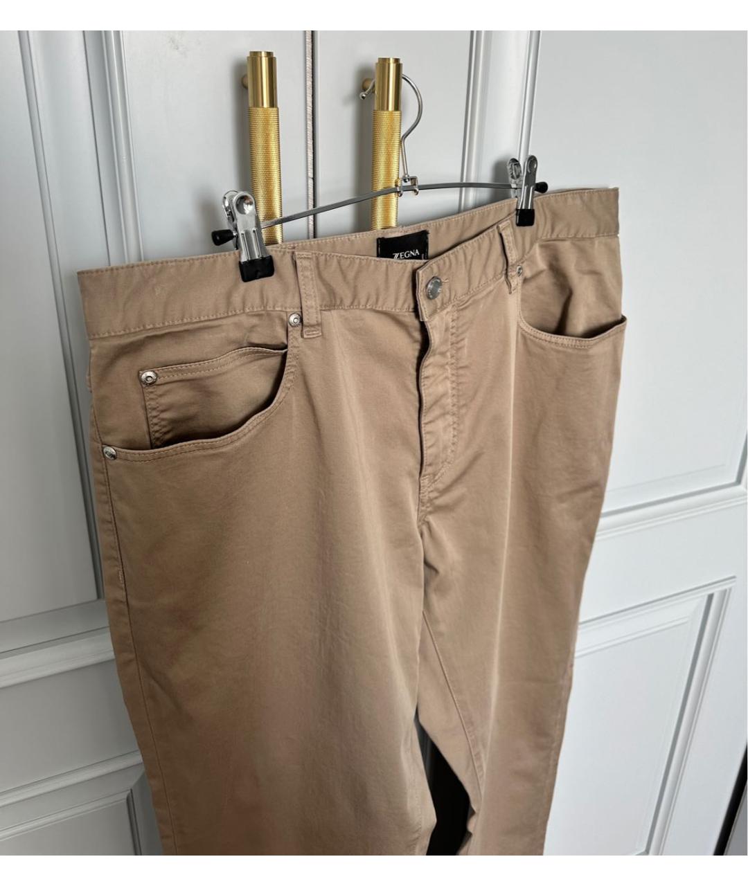 ZZEGNA Коричневые хлопко-эластановые брюки чинос, фото 3