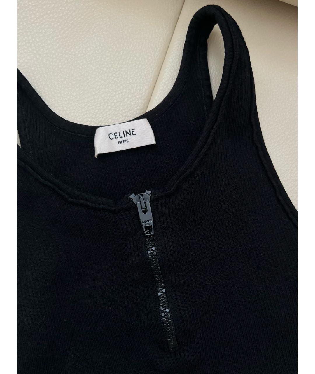 CELINE PRE-OWNED Черная хлопко-эластановая майка, фото 3