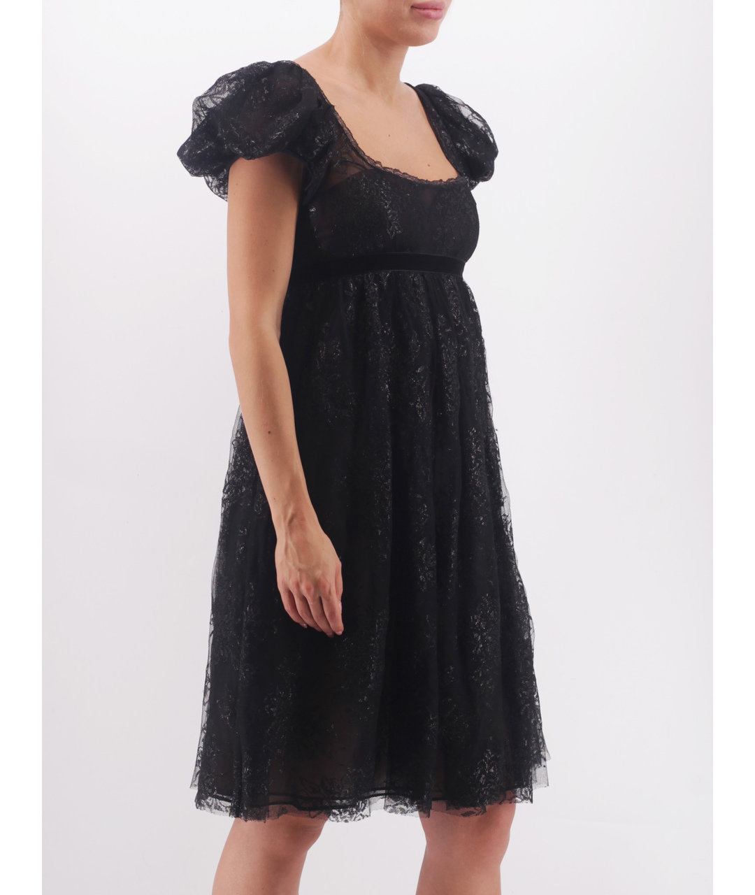 MARCHESA NOTTE Черное шелковое повседневное платье, фото 2