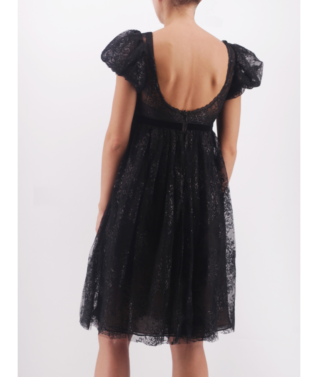 MARCHESA NOTTE Черное шелковое повседневное платье, фото 3