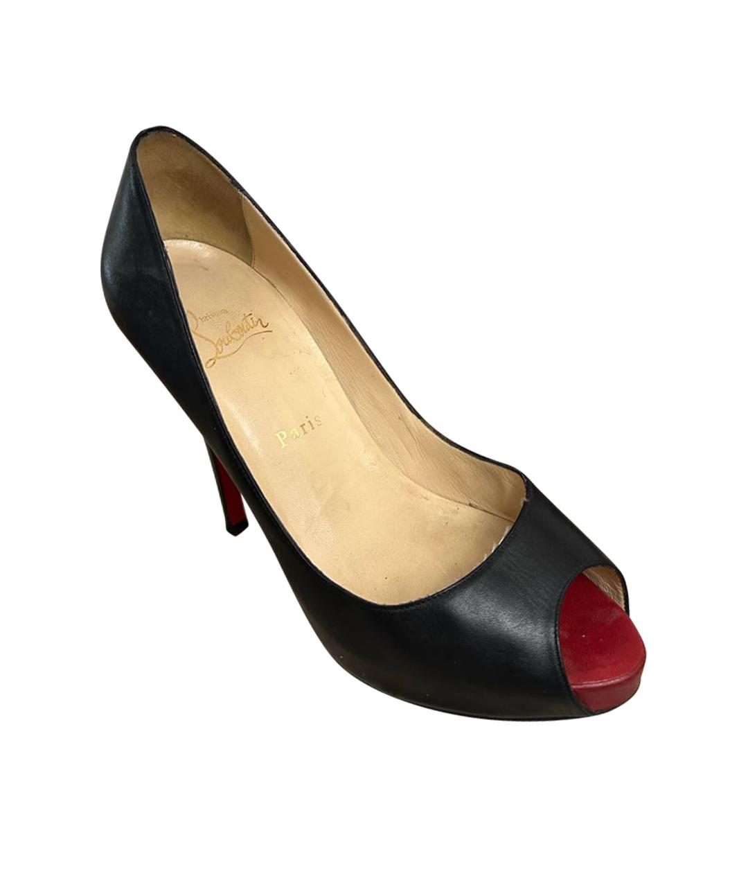 CHRISTIAN LOUBOUTIN Черные кожаные туфли, фото 1