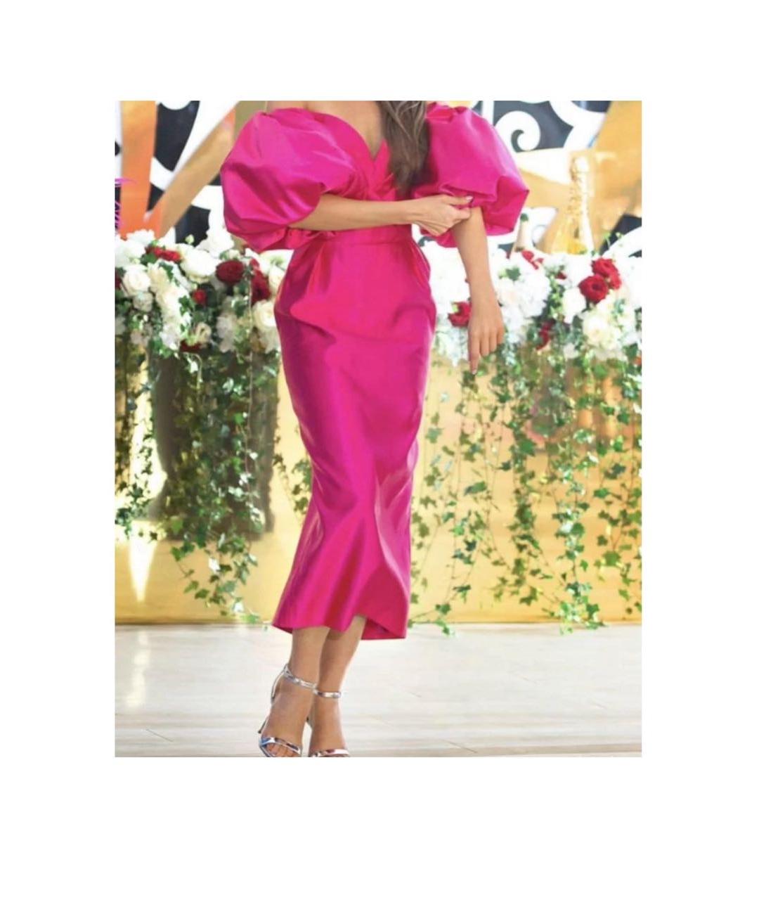 RASARIO Фуксия шелковое коктейльное платье, фото 5