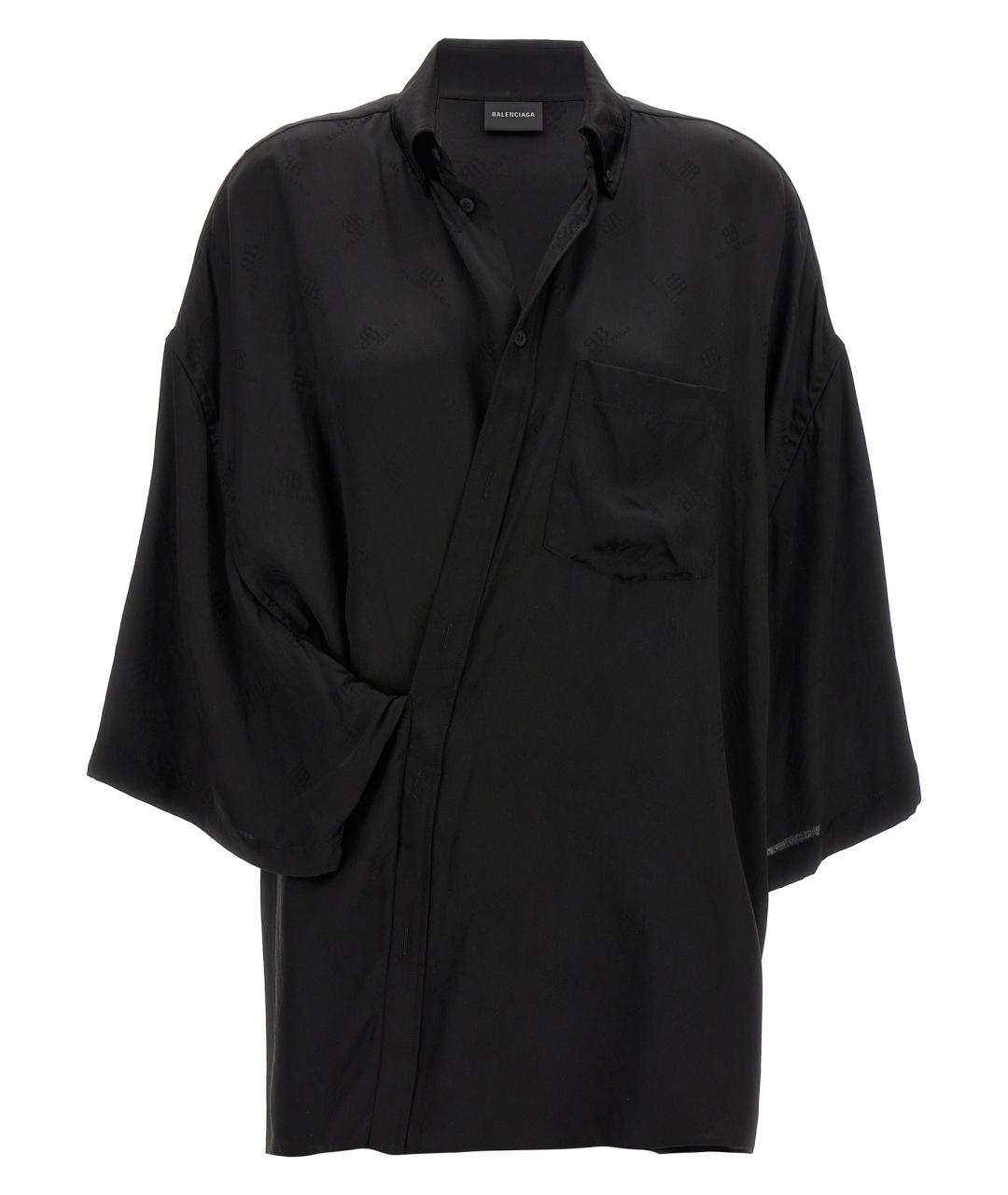 BALENCIAGA Черная шелковая блузы, фото 1