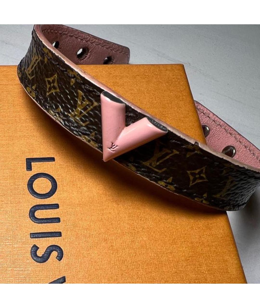 LOUIS VUITTON Розовый кожаный браслет, фото 4