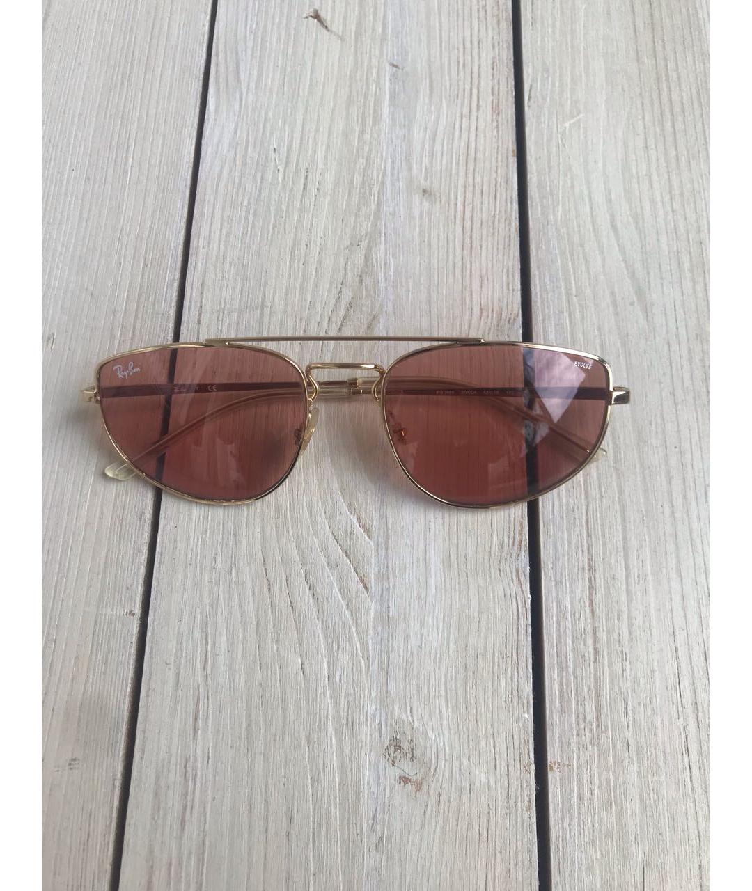 RAY BAN Розовые металлические солнцезащитные очки, фото 6