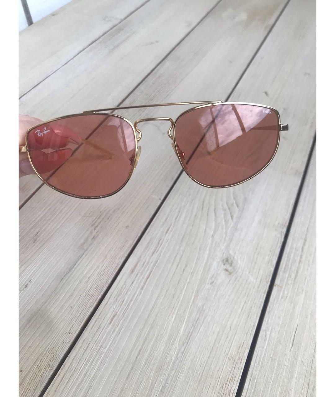 RAY BAN Розовые металлические солнцезащитные очки, фото 2