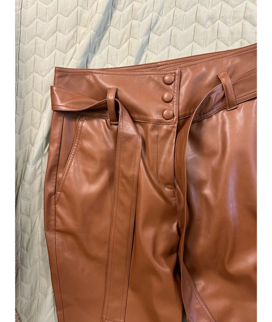 LIU JO Коричневые полиэстеровые прямые брюки, фото 4