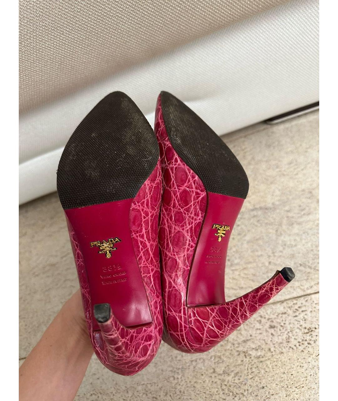 PRADA Розовые туфли из экзотической кожи, фото 6