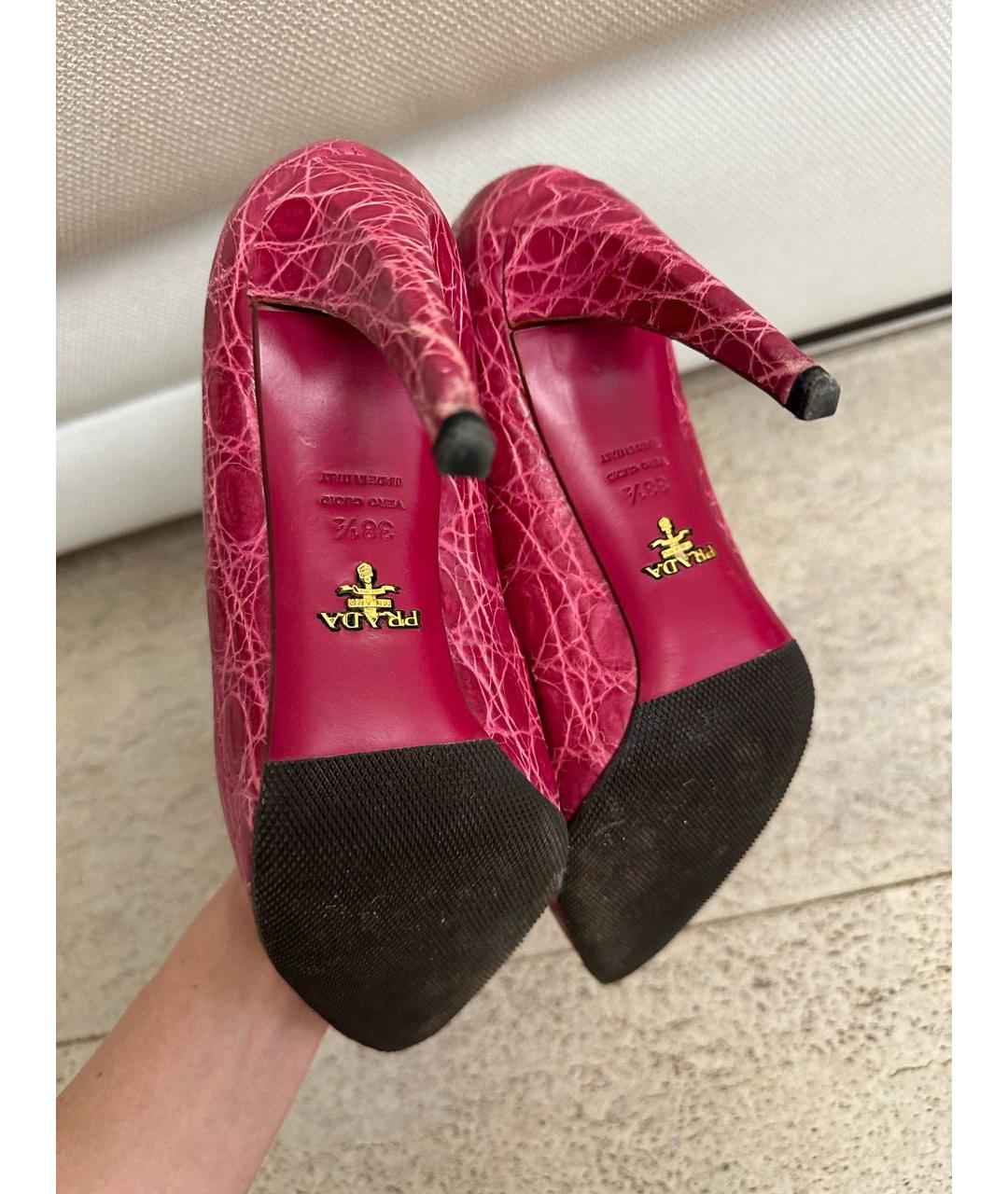 PRADA Розовые туфли из экзотической кожи, фото 5
