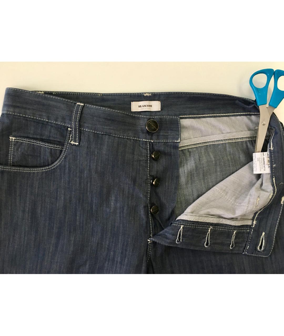BILANCIONI Темно-синие хлопковые прямые джинсы, фото 3