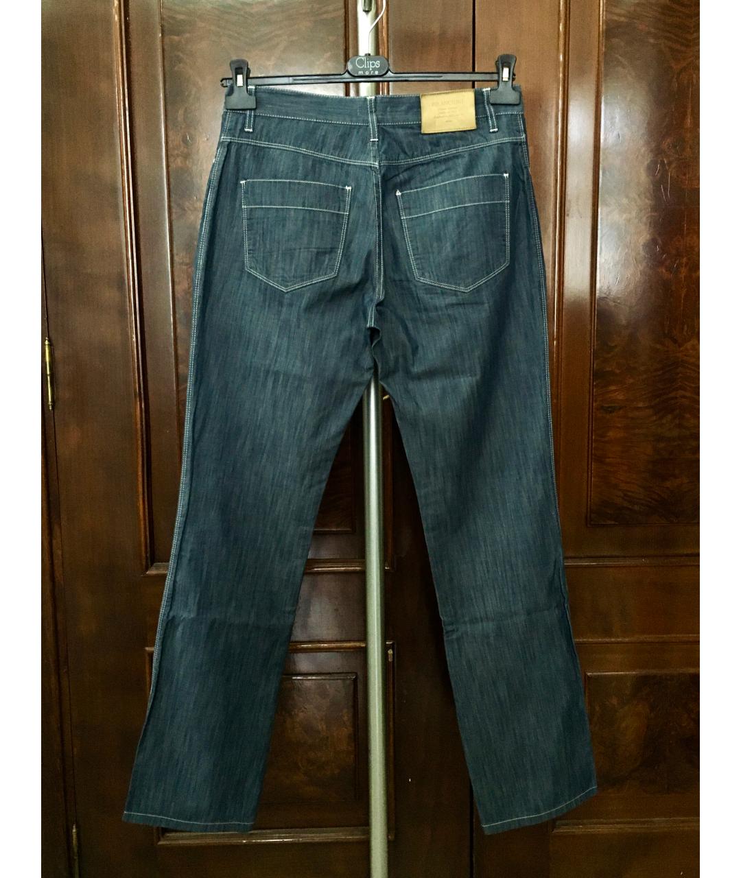 BILANCIONI Темно-синие хлопковые прямые джинсы, фото 2