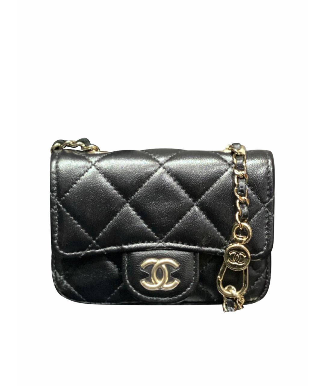 CHANEL PRE-OWNED Черная кожаная сумка через плечо, фото 1