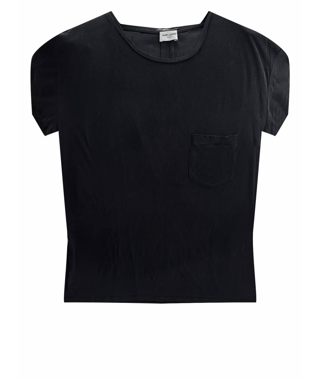 SAINT LAURENT Черная шелковая футболка, фото 1