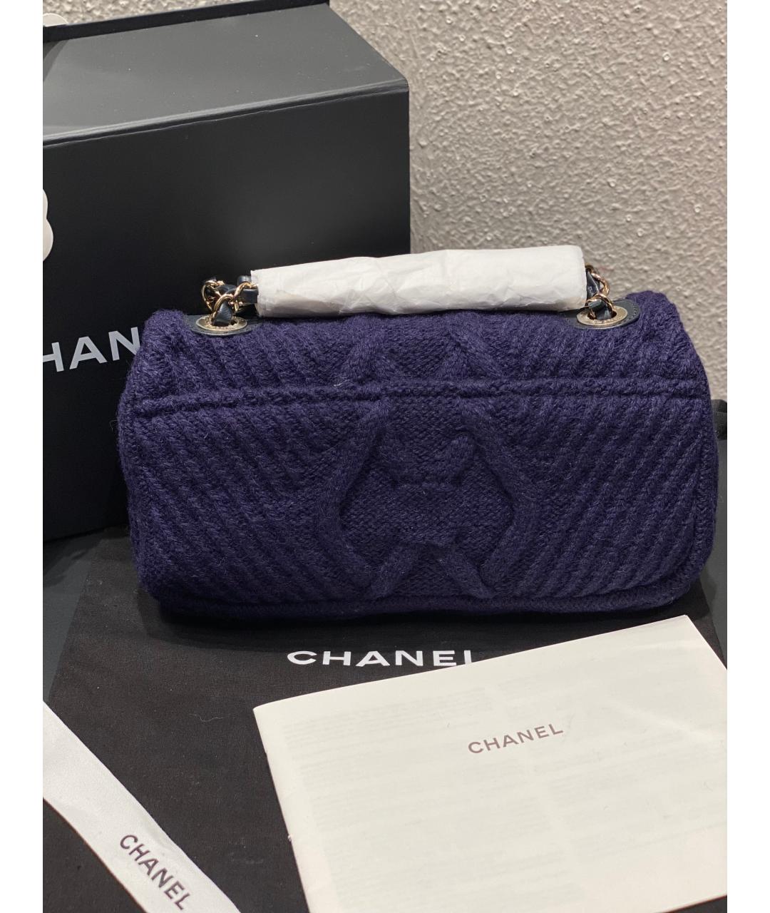 CHANEL PRE-OWNED Темно-синяя пелетеная сумка через плечо, фото 4