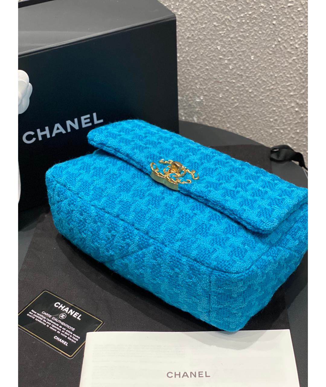 CHANEL PRE-OWNED Голубая пелетеная сумка через плечо, фото 7