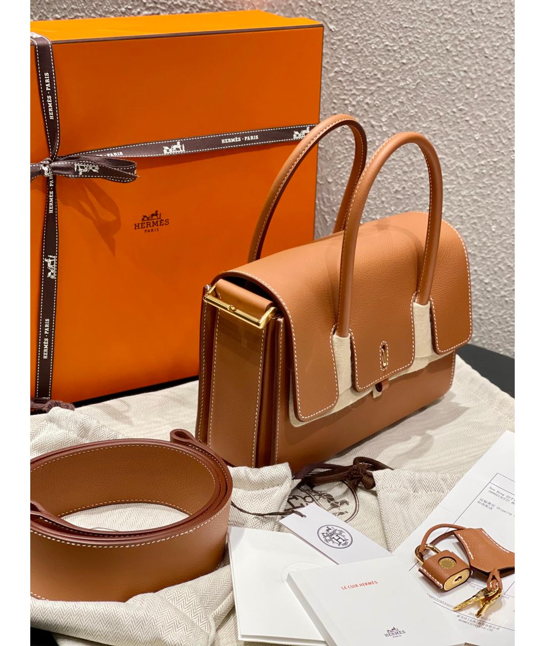 HERMES PRE-OWNED Коричневая кожаная сумка через плечо, фото 4