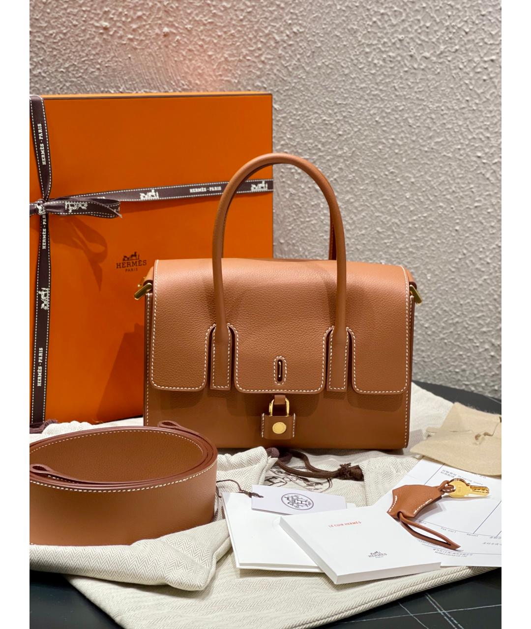 HERMES PRE-OWNED Коричневая кожаная сумка через плечо, фото 3