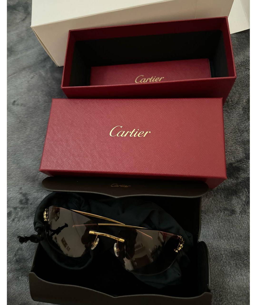 CARTIER Золотые металлические солнцезащитные очки, фото 8