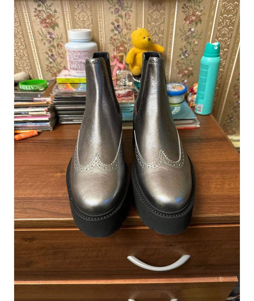 HOGAN Серебряные кожаные ботинки, фото 2