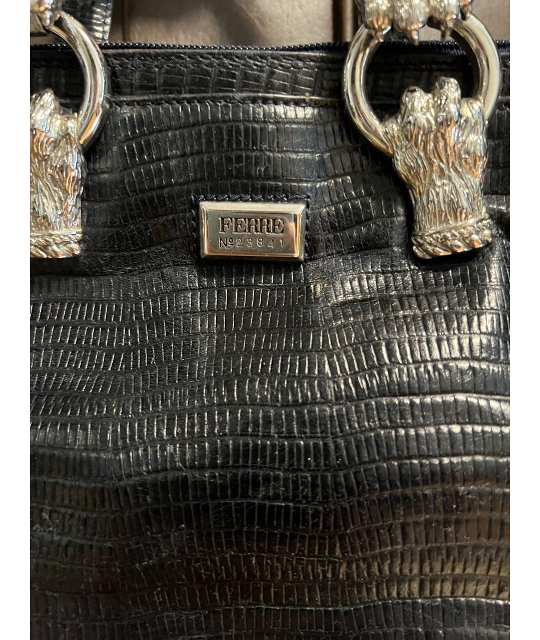GIANFRANCO FERRE Черная кожаная сумка с короткими ручками, фото 2