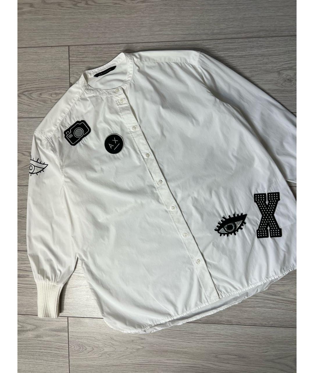 ARMANI EXCHANGE Белая хлопко-эластановая рубашка, фото 5
