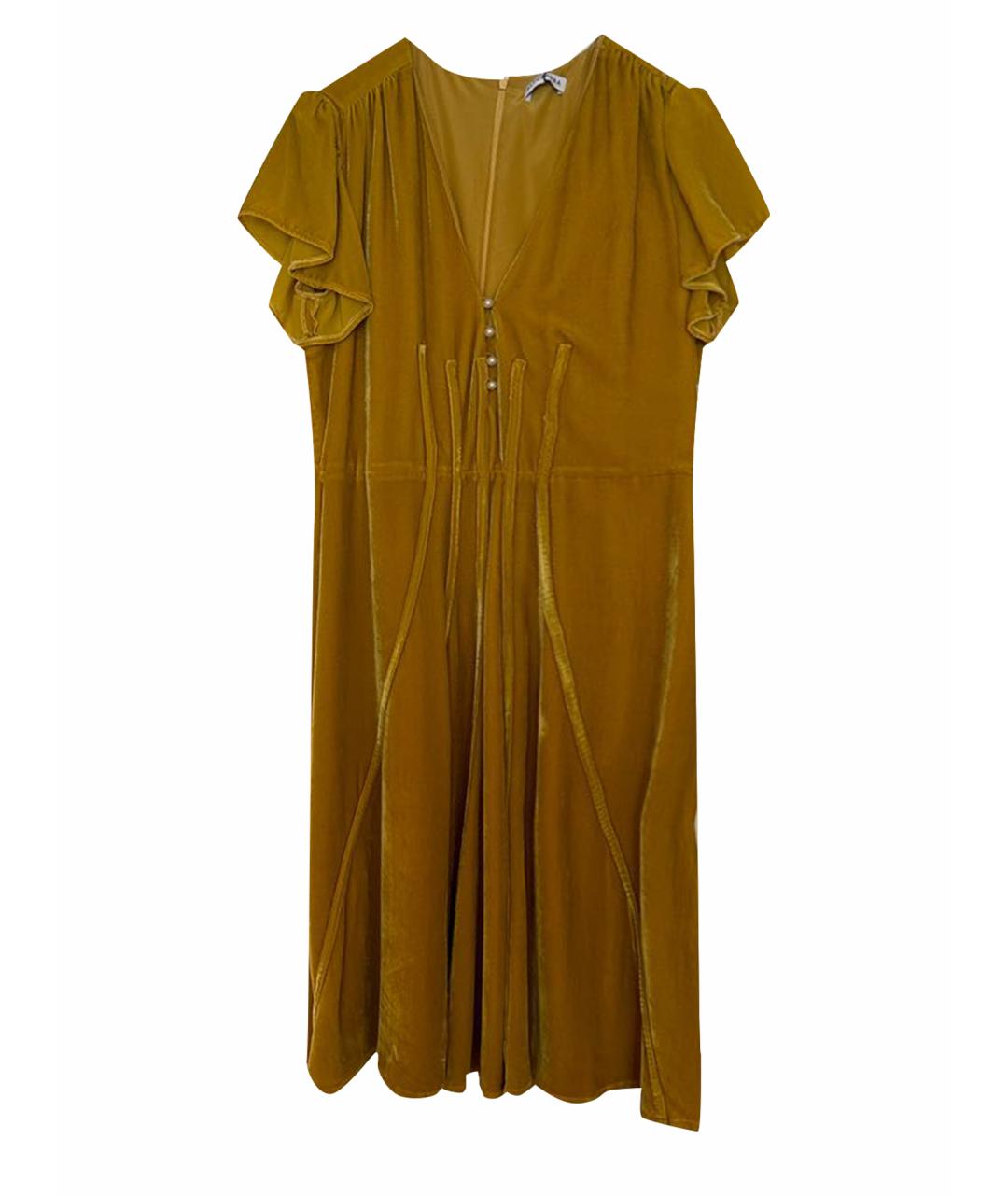 ALTUZARRA Желтое бархатное коктейльное платье, фото 1